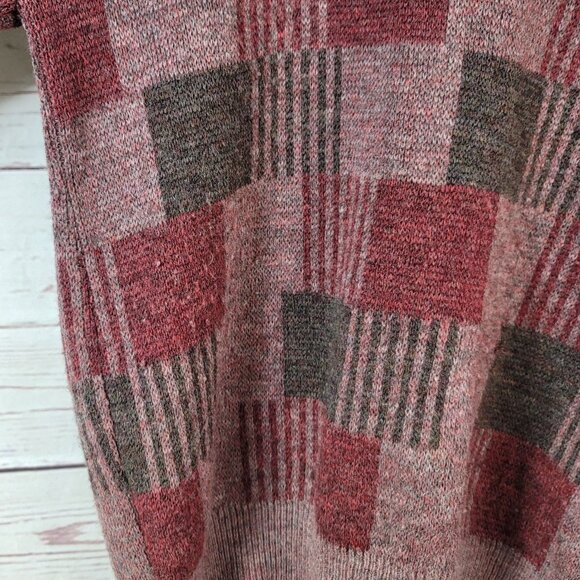 Jantzen Mens Grandpa Sweater Red Medium Ribbed Long Sleeve USA Wool Dadcore VTG - Picture 8 of 8